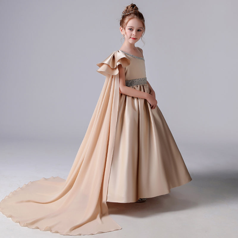Girls Champagne Special Occasion Dresses Formal Dress For Teens Brithday Princess Dresses Full Lengh