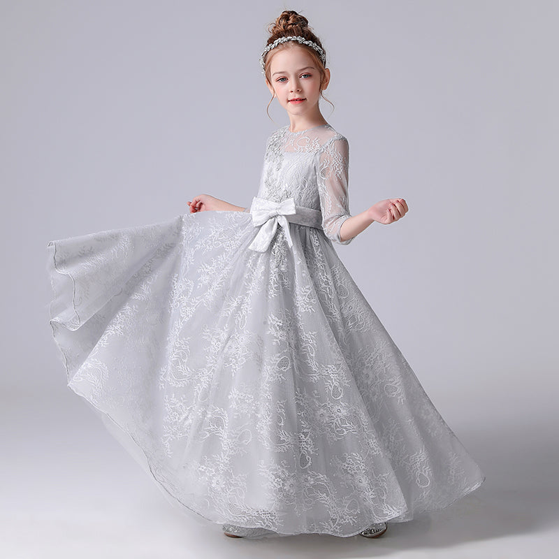 Girls First Communion Dresses Lace Special Occasion Dress Formal Long Gown Floor Length