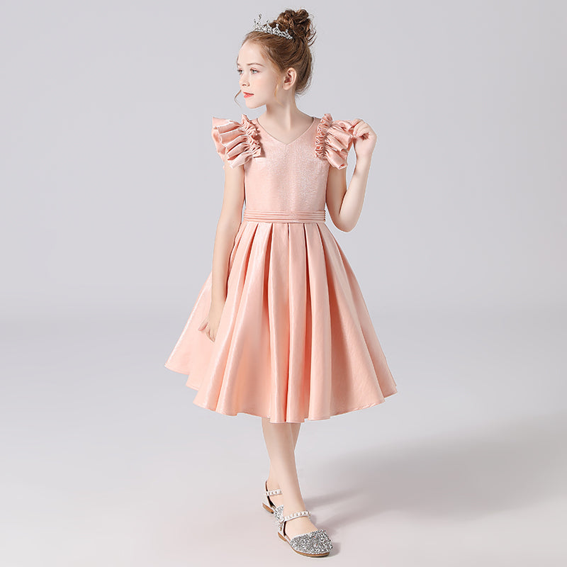 Flower Girl Dresses V-Neck Little Girl Bridesmaid Dress For Wedding Toddler Princess Formal Dress
