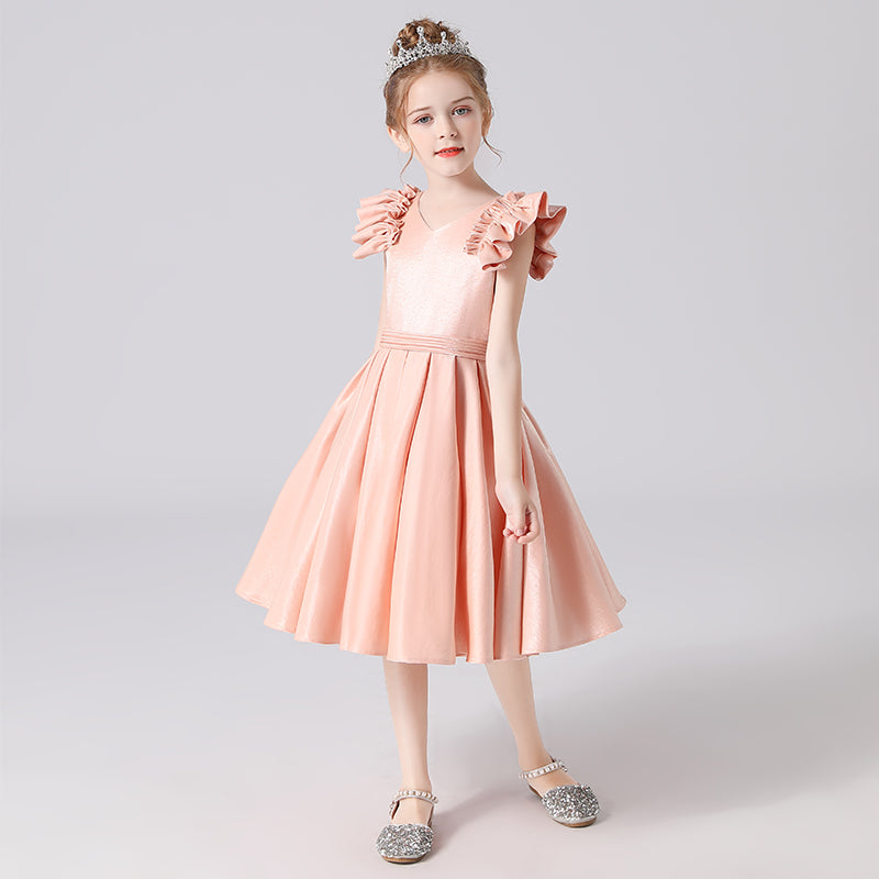Flower Girl Dresses V-Neck Little Girl Bridesmaid Dress For Wedding Toddler Princess Formal Dress