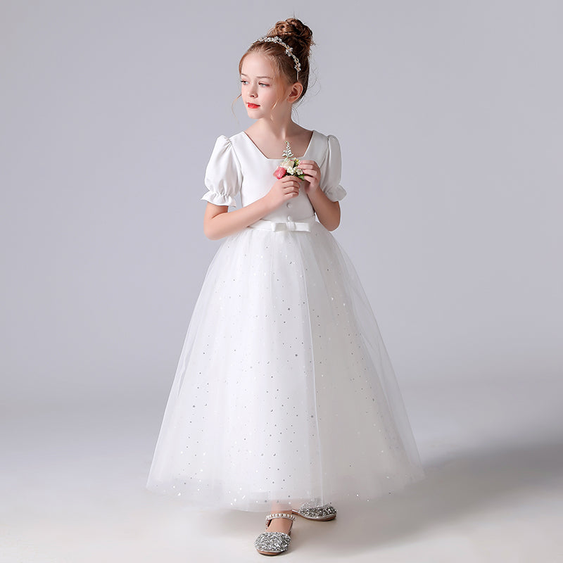 Junior Bridesmaid Dress For Wedding White Flower Girl Dresses Princess Brithday Party Dresses