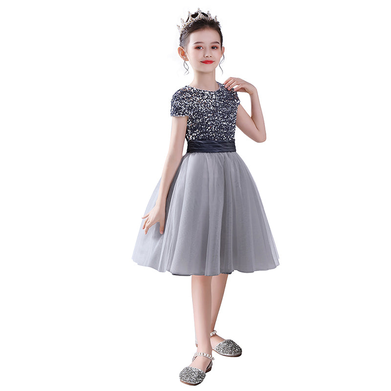 Girls Formal Dresses Mini Sequins Flower Girl Dresses Short Tulle Juniors Bridesmaid Girls Special Occasion Dresses