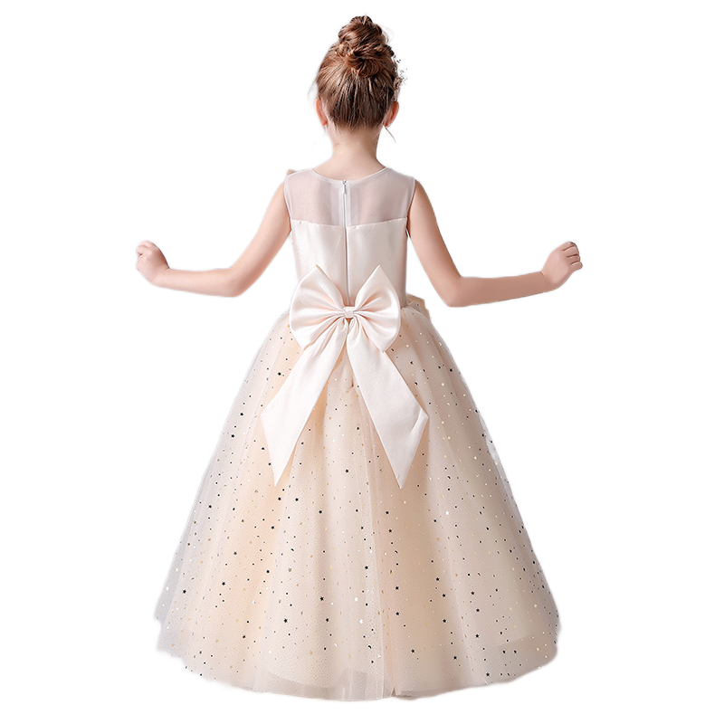 Junior Champagne Communion Dresses Girls Princess Pageant Dresses Sequin Tulle Formal Dresses For Teens Floor Length