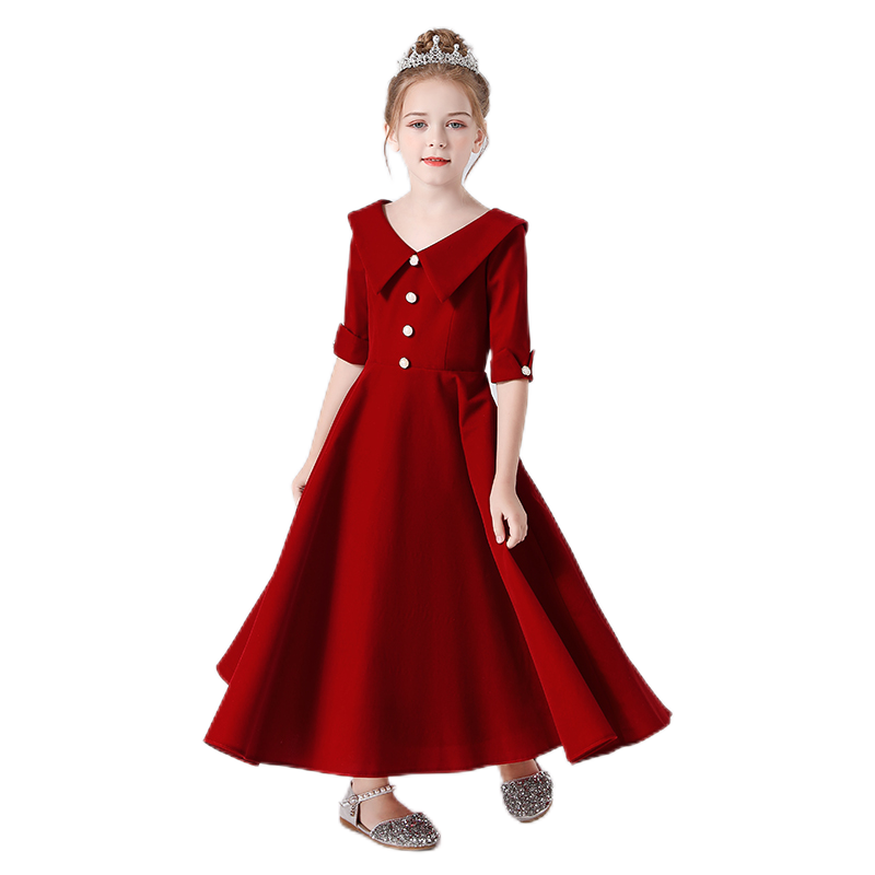 V-Neck Junior Special Occasion Dresses Velvet Long Dress For Teens Formal Dresses With Sleeves