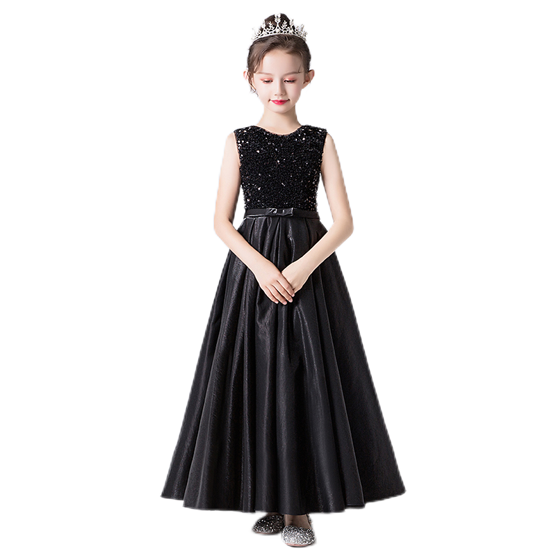 Satin Sequins Formal Dresses For Girls Special Occasion Dresses Elegant Birthday Party Dress