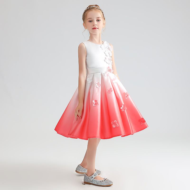 Round Neck Homecoming Dresses For Girls Teens Party Dress Satin Flower Girl Dresses Sleeveless