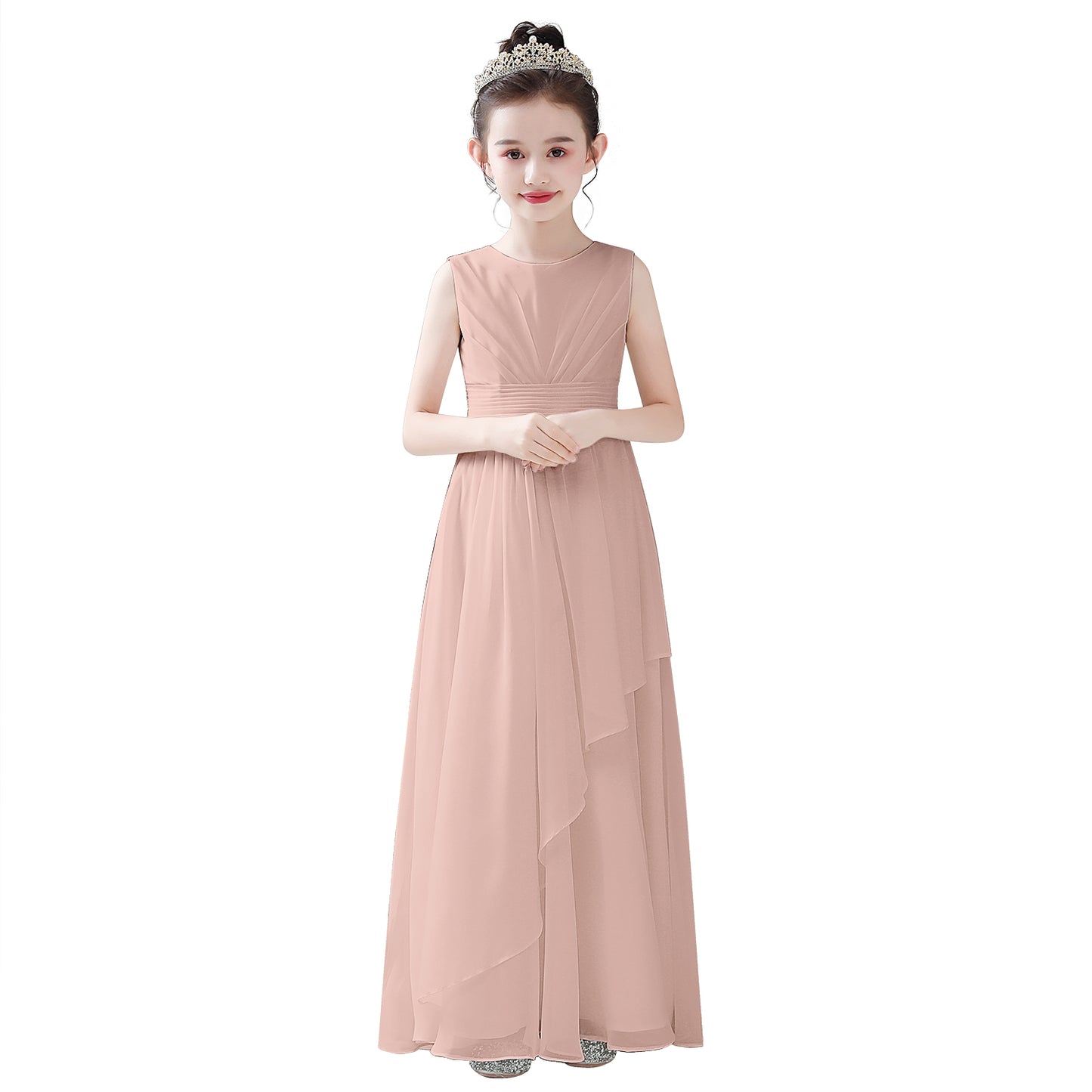 Dideyttawl Chiffon Junior Bridesmaid Dress | Girls Formal Gown for Girls