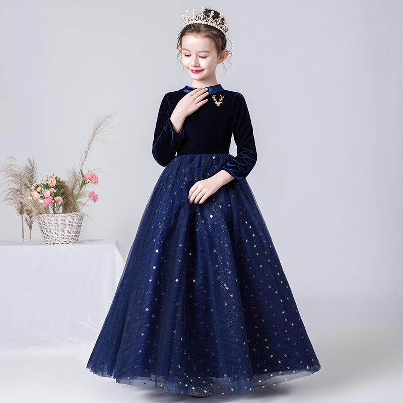 Girls Special Occasion Dresses Formal Dresses For Teen Girls Crew Neck Junior Evening Dress Long Sleeve