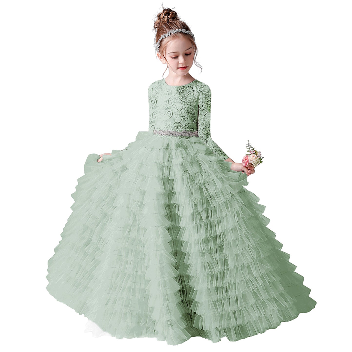 First Communion Dresses For Girls Princess Birthday Party Gown Floor Length Long Sleeves Flower Girls Dress