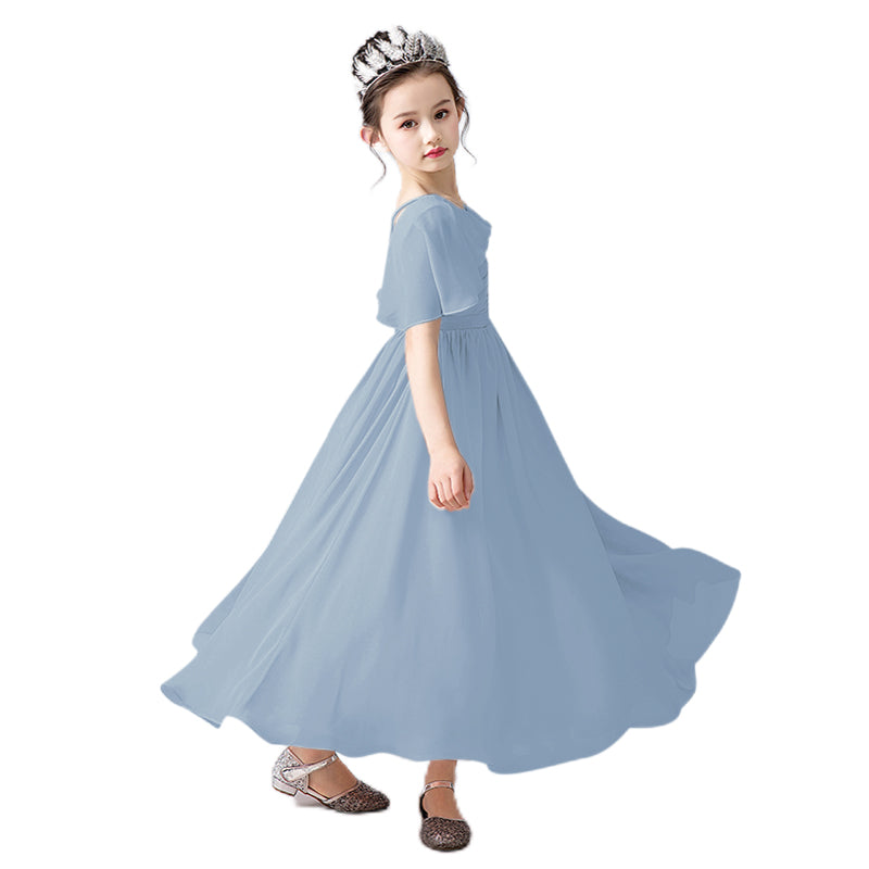 V-Neck Flower Girl Dresses Little Girl Bridesmaid Dress Chiffon Princess Party Dress Sleeveless