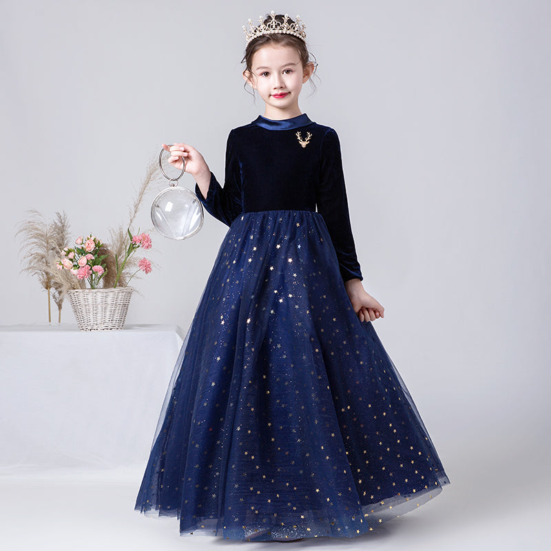 Girls Special Occasion Dresses Formal Dresses For Teen Girls Crew Neck Junior Evening Dress Long Sleeve