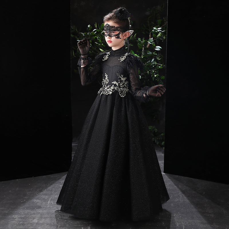 Girls Halloween Dresses Fancy Party Dresses For Teens Tulle Evening Dresses Long Sleeve