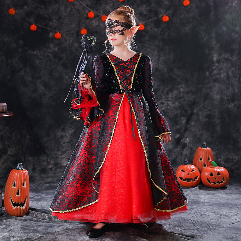 Girls Halloween Dresses Fancy Party Ball Gown Lace For Teens Girls Special Occasion Long Dress