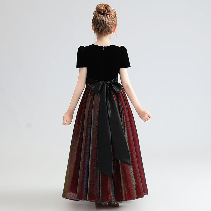 Christmas Party Dresses For Juniors Girls Velvet Special Occasion Dresses Short Sleeve