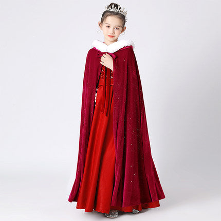 little Girl Dress Cape Princess Style Coat Floor Length