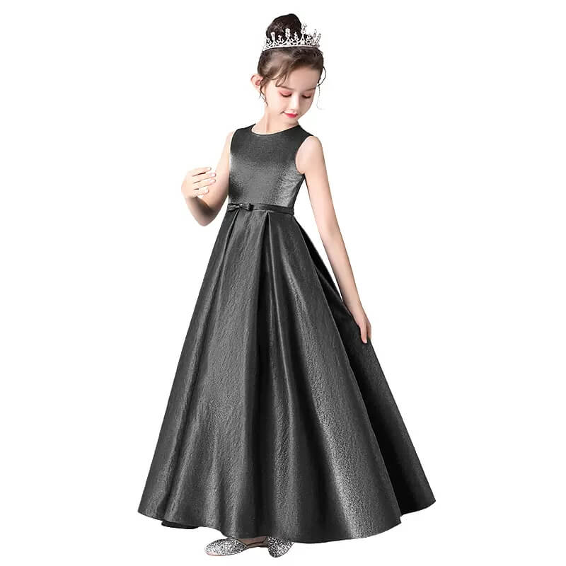 Junior Dark Blue Formal Dresses Pageant Dresses For Teen Girls Satin Evening Long Gown Sleeveless