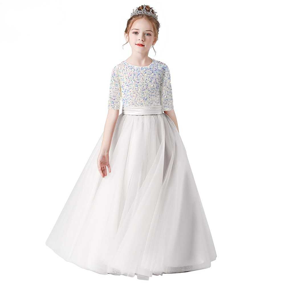 Dideyttawl Tulle Flower Girl Dresses Sequins Girls Birthday Party Gown 646M
