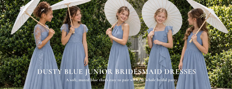 Dusty Blue Junior Bridesmaid Dresses