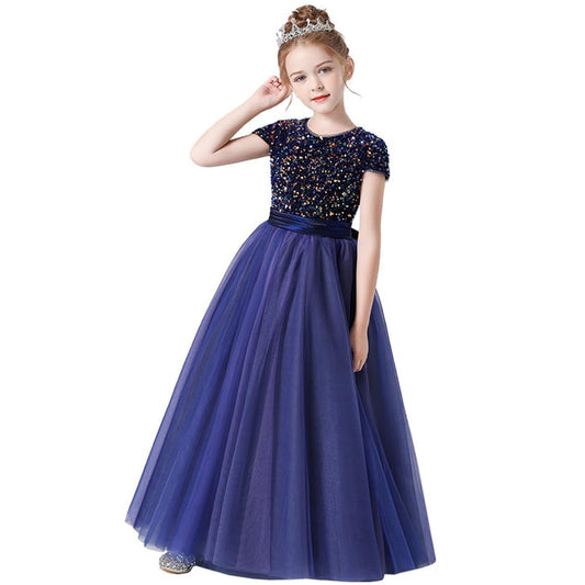 Dideyttawl Tulle Flower Girl Dresses Sequins Special Occasion Gown for Girls 646