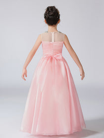 Dideyttawl Girls Pink Princess Dress Elegant Tulle Ball Gown for Wedding Party