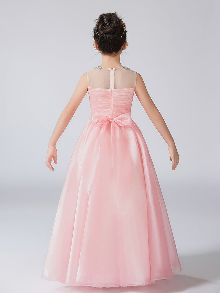 Dideyttawl Girls Pink Princess Dress Elegant Tulle Ball Gown for Wedding Party