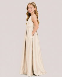 Champagne Satin Junior Bridesmaid Dress