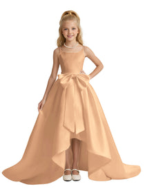 dideyttawl High-Low Girls Formal Dress for Girls Satin A-Line Pageant Gown 2535