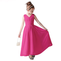 Dideyttawl Blush Pink Flower Girl Dress V Neck Sleeveless Floor-Length Dress