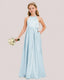 dideyttawl A-Line Junior Bridesmaid Dresses Satin Halter Special Occasion Dress Gown