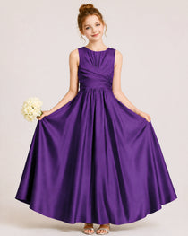 Purple Satin Junior Bridesmaid Dress