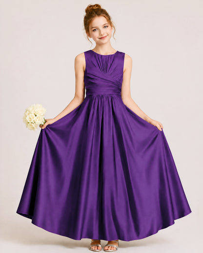 Purple Satin Junior Bridesmaid Dress