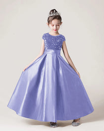 Lavender Front Sequin Flower Girls Dress