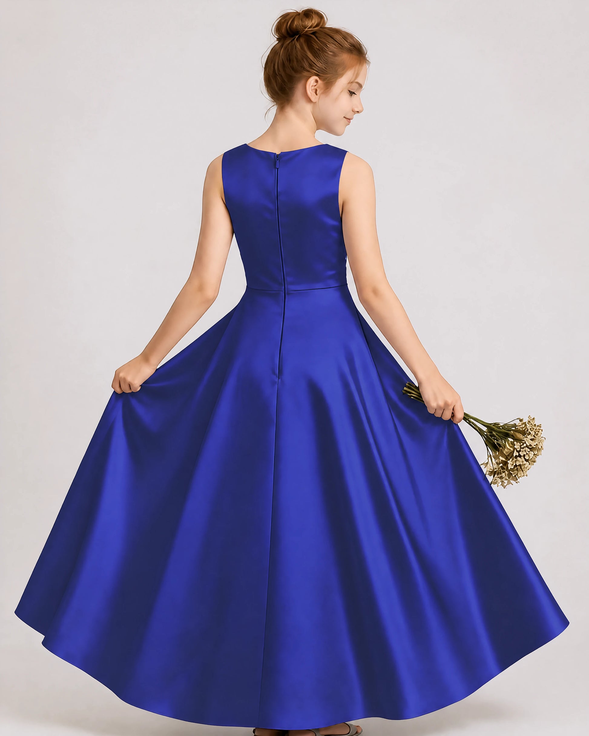 Royal Blue Satin Junior Bridesmaid Dress