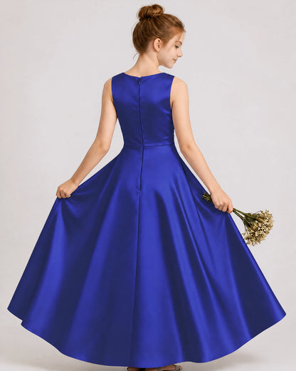 Royal Blue Satin Junior Bridesmaid Dress