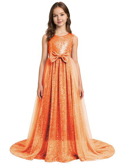 dideyttawl 2026 Flower Girls Dress Sparkly Sequins Tulle Sleeveless Prom Gown Floor Length Jr Bridesmaid Dresses 2557