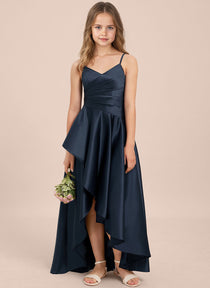 dideyttawl High Low Junior Bridesmaid Dress Satin  Special Occasion Gown for Girls 2523