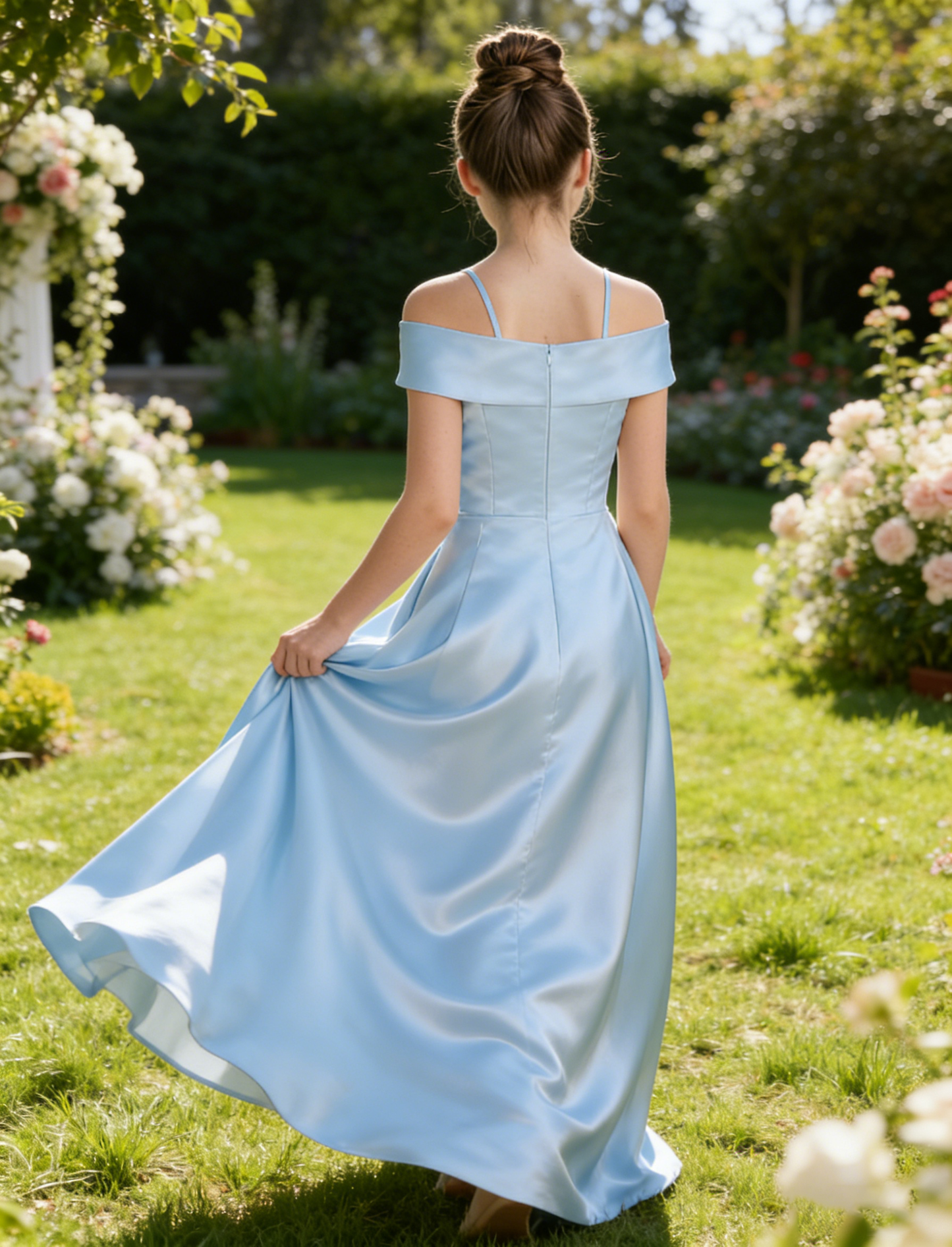 dideyttawl 2026 Off Shoulder Flower Girl Dress Big Bow Junior Bridesmaid Dress A-Line Sleeveless Prom Ball Gown 2790