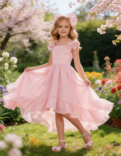 dideyttawl High-Low Junior Bridesmaid Dresses for Girls 4-16 Chiffon  A-Line Pageant Formal Party Ball Dress 2636