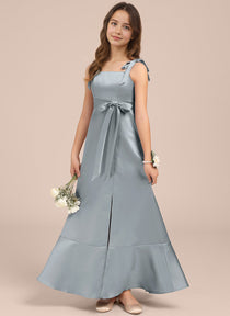 Dideyttawl Junior Bridesmaid Dresses with Slit  Satin Formal Gown for Girls 2529