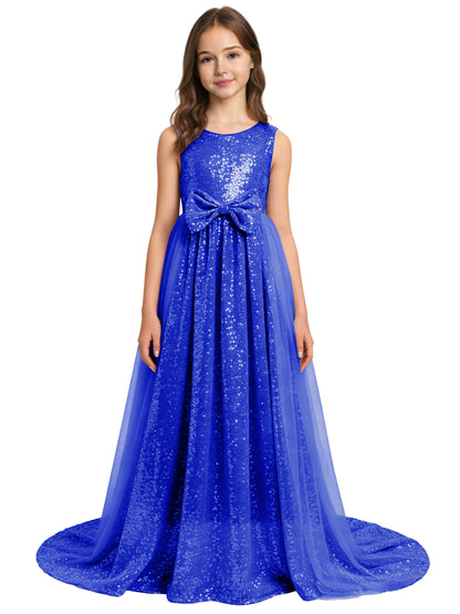 dideyttawl 2026 Flower Girls Dress Sparkly Sequins Tulle Sleeveless Prom Gown Floor Length Jr Bridesmaid Dresses 2557