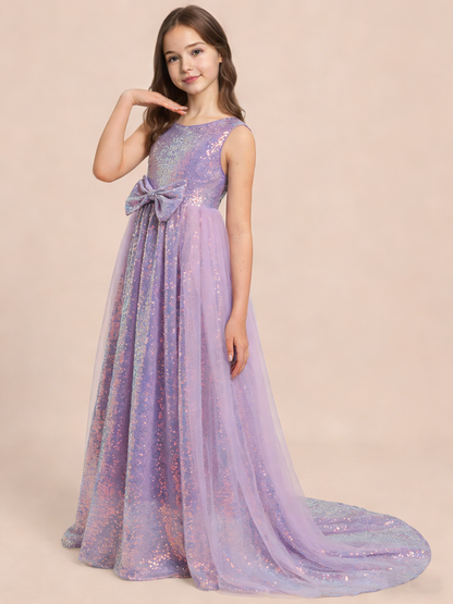 dideyttawl 2026 Flower Girls Dress Sparkly Sequins Tulle Sleeveless Prom Gown Floor Length Jr Bridesmaid Dresses 2557