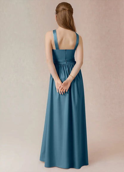 dideyttawl Junior Bridesmaid Dresses for Teen Girls Satin Halter A-Line Flower Girl Dress for Wedding 2531