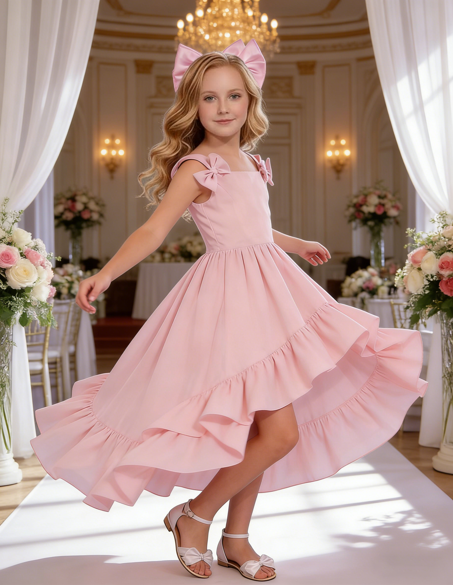 dideyttawl High-Low Junior Bridesmaid Dresses for Girls 4-16 Chiffon  A-Line Pageant Formal Party Ball Dress 2636