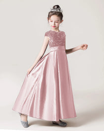 Blush Pink Side Sequin Flower Girls Dress