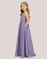 Wisteria Satin A-line Junior Bridesmaid Dress Side View