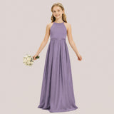 Wisteria Satin A-line Junior Bridesmaid Dress Front View