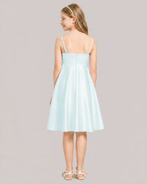 Baby Blue Satin Short Flower Girl Dress 