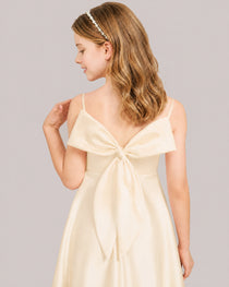 Champagne Satin Short Flower Girl Dress 
