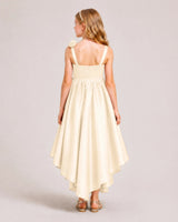 Champagne Satin A-line Girls Formal Dress Back View