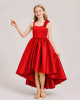 Red Satin A-line Girls Formal Dress Front View